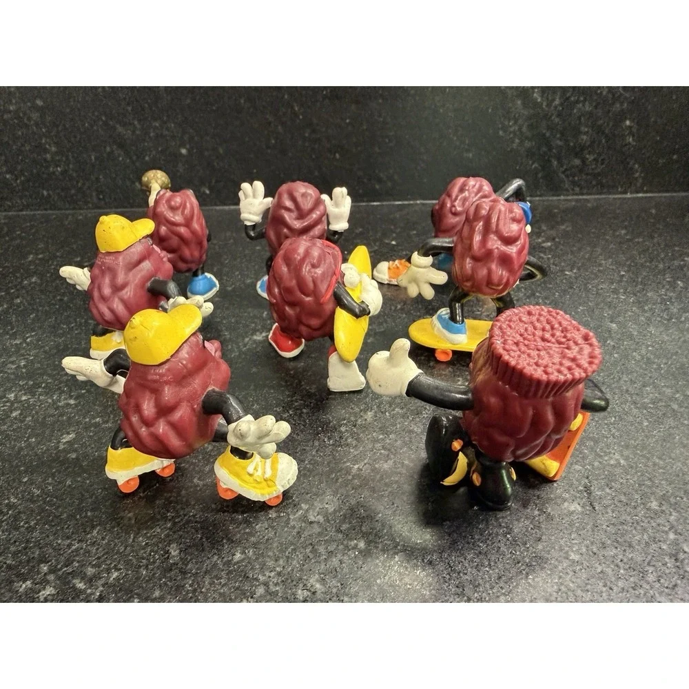 California Raisins 1988 Applause PVC Figure Lot 8‎ Skateboard Surf Guitar CALRAB